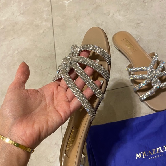 AQUAZZURA
LEATHER MOONDUST SANDALS WITH RHINESTONE EMBELLISHED - Picture 3 of 9